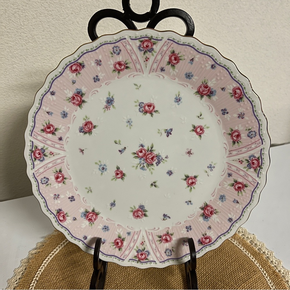 Vintage Andrea by Sadek porcelain Petit Rose Cake Plate(#3801)